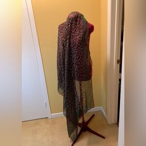 Animal print sheer scarf with a green contrasting border print